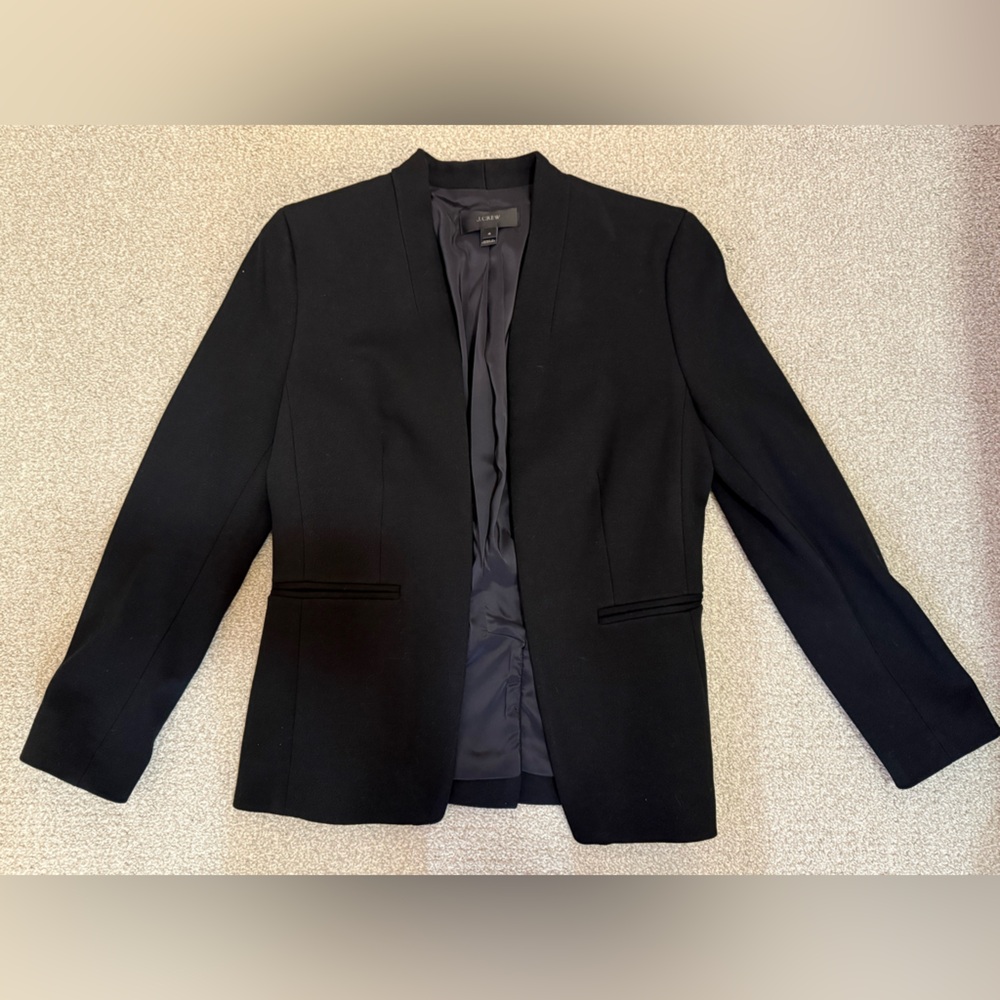 Jcrew Black Collarless Blazer